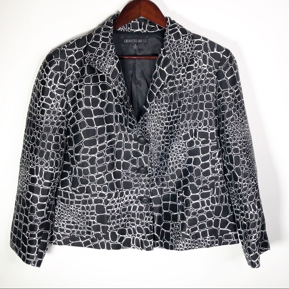 Lafayette 148 New York Jackets & Blazers - Lafayette 148 NY Silk Linen Blazer Black White